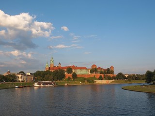 Fototapeta na wymiar Landscape with Wawel Castle and Vistula river in Krakow, Poland