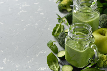 Green smoothie with broccoli and spinach