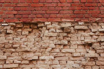 old brick wall with destruction