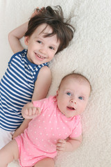 happy little brother and sister