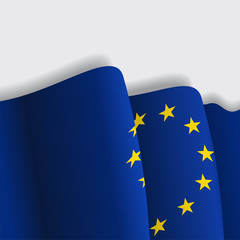 European Union waving Flag. Vector illustration.