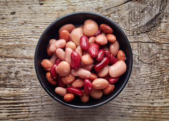 Bowl of canned beans from above