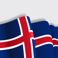 Icelandic waving Flag. Vector illustration.