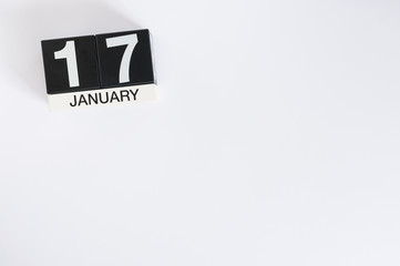 Obraz premium January 17th. Day 17 of month, calendar on white background. Winter time. Empty space for text