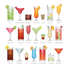 Foto op Plexiglas Flat icons set of popular alcohol cocktail. Flat design style, v © mallari