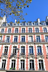 Pink facade, Paris, typical building