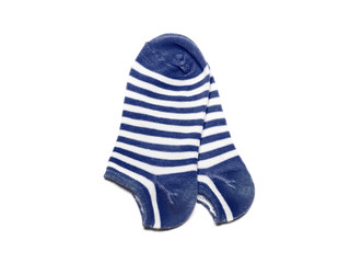 Cotton blue socks isolated on white background.