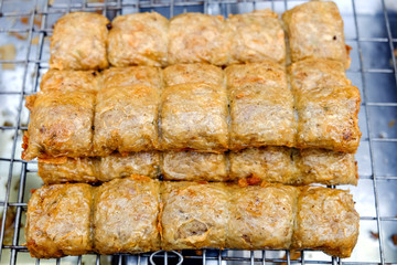 Vegetarian fried foods are sold in Chinatown (Yaowarat) with Vegetarian Festival. Bangkok, Thailand
