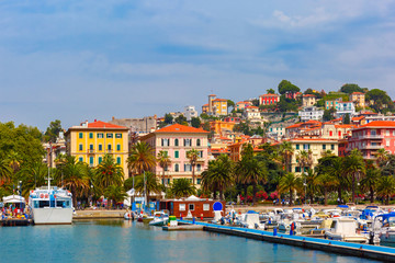 Fototapeta na wymiar View of the city and the harbor of La Spezia and Gulf of Poets, Italian Riviera, Liguria, Italy.