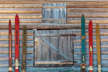  Collection of vintage wooden weathered ski's © Martin Bergsma