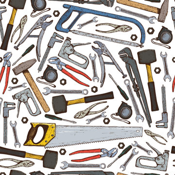 Seamless pattern of repair tools icons