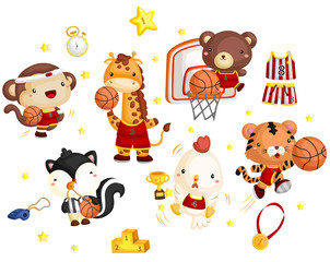 Fototapeta premium Basketball animal team