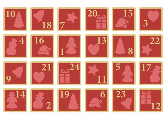 Adventskalender mit Türchen (Gold)