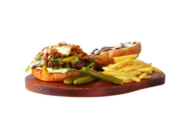beef with cheese burger meal