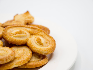 Obraz na płótnie Canvas Golden and crispy palmier cookies. 