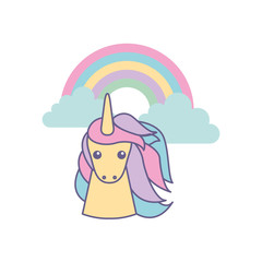 drawing cute unicorn icon vector illustration design