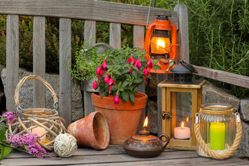 Abendstimmung mit Laternen und Lichtern