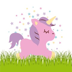 drawing cute unicorn icon vector illustration design