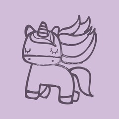 drawing cute unicorn icon vector illustration design