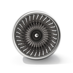Jet engine front view isolated on white background. 3d rendering