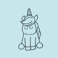 drawing cute unicorn icon vector illustration design