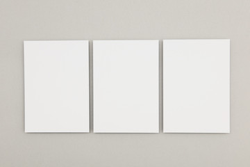 Blank white poster flyer on a grey background