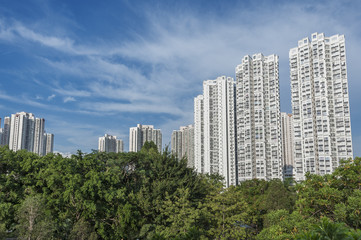 Highrise residential building in Hong Kong city