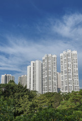 Fototapeta na wymiar Highrise residential building in Hong Kong city