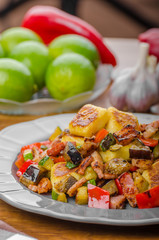 Gnocchi with bacon and vegetable