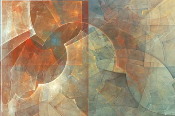 Photo sur Plexiglas Vague abstraite Abstrait fractal. Peinture abstraite aux couleurs pastel vue comme des images rupestres. Image texturée dans les couleurs rose, bleu, cyan, rouge. Pour votre conception créative.