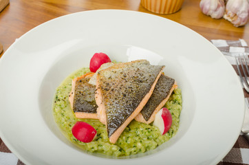 Roasted trout with risotto