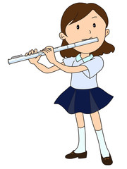 フルートを演奏する女子生徒