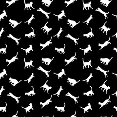 cat seamless background, vector silhouette