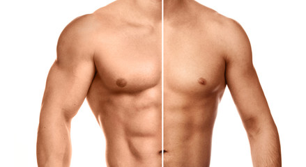 Comparison of bodybuilding progress - obrazy, fototapety, plakaty