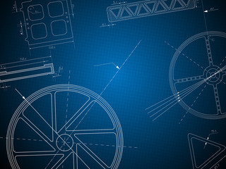 abstract blue print gear technology background