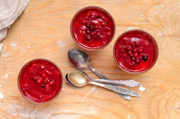 Berry jelly with cranberries and strawberries