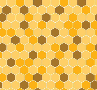 Seamless Honeycomb Pattern with yellow and gold honey