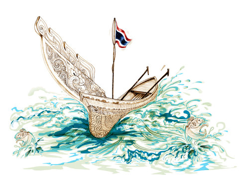 Kolek South of Thailand Boat Cartoon