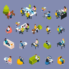 Fototapeta premium Coworking People Icons Set