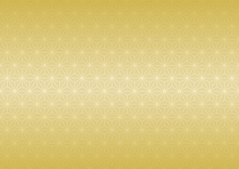 麻の葉模様のイラスト: 金色グラデーション