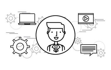 training concept flat icons vector illustration design