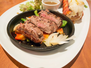 Juicy beef steak medium rare