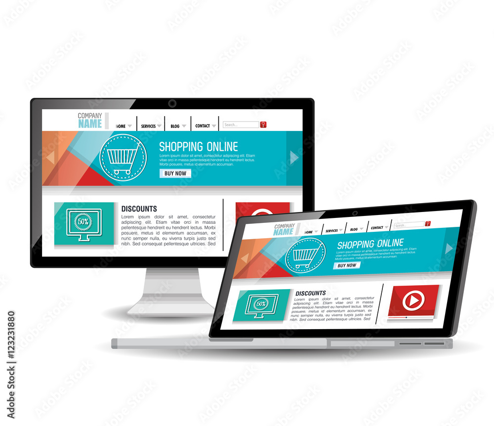 Canvas Prints model website at device electronic vector illustration design