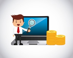 successful businessman with laptop icon vector illustration design