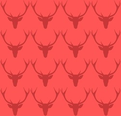 Christmas cartoon deer pattern. Original december background. Vector illustration.