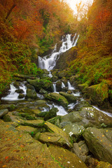Fototapeta na wymiar Torc waterfall at autumn in Killarney National Park, Ireland