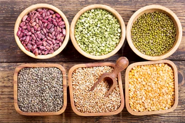 Foto auf Acrylglas various cereals, seeds, beans and grains © Nitr