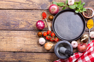 empty pan with products for cooking