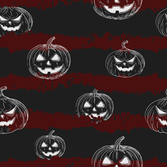 Obraz na płótnie Canvas Halloween seamless pattern with pumpkins and lines