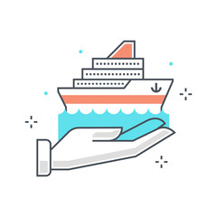 Fototapeta na wymiar Color line, ship insurance concept illustration, icon